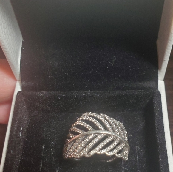 PANDORA Light as a Feather Clear CZ Ring Size 50 - Picture 3 of 15